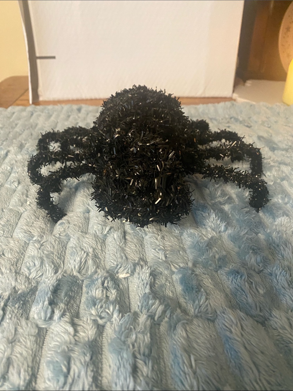 Spooky Black Tinsel Spider Halloween Decoration Posable Legs